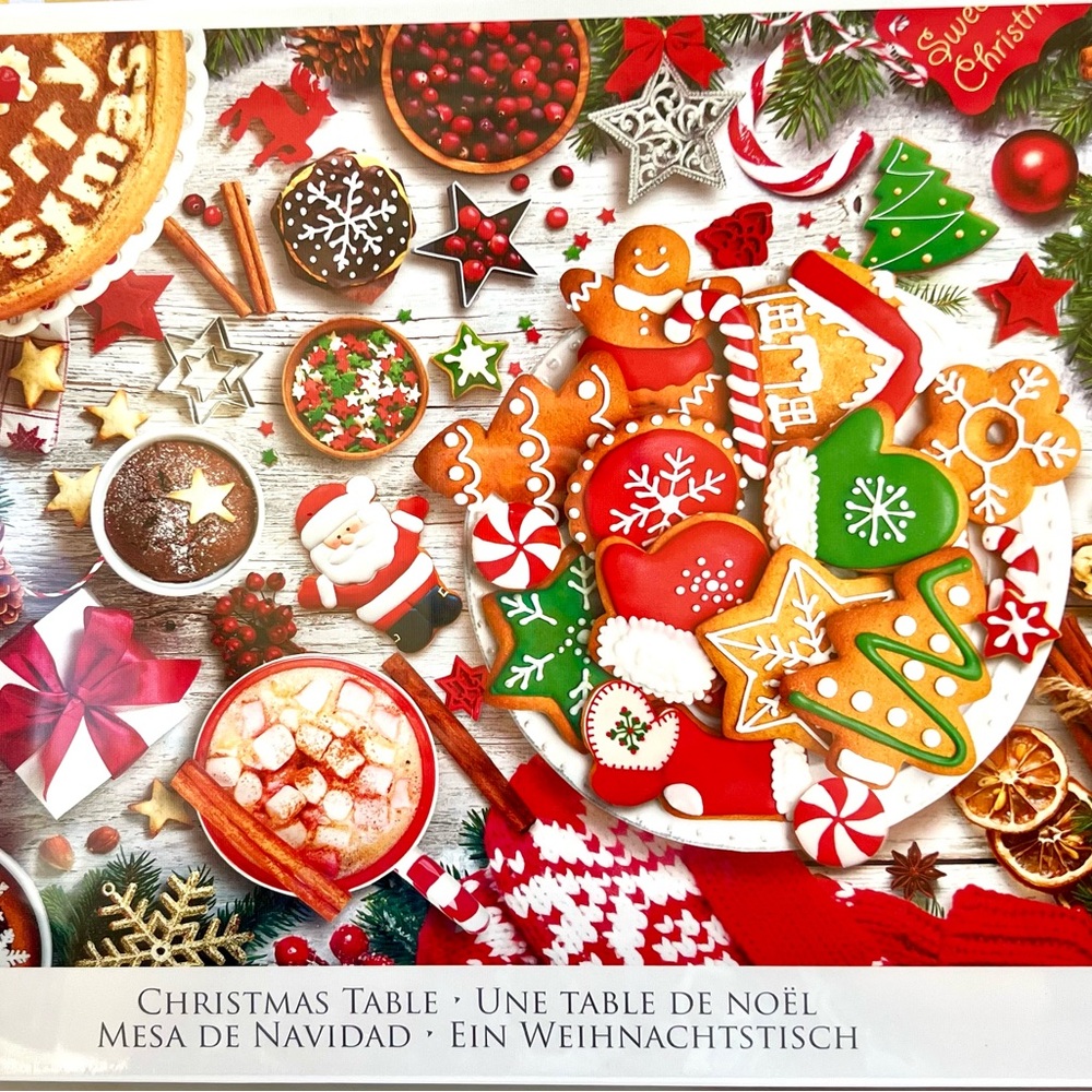 Christmas Desert Table 1000 Piece Puzzle Sweets  Santa Cookies Hot Cocoa